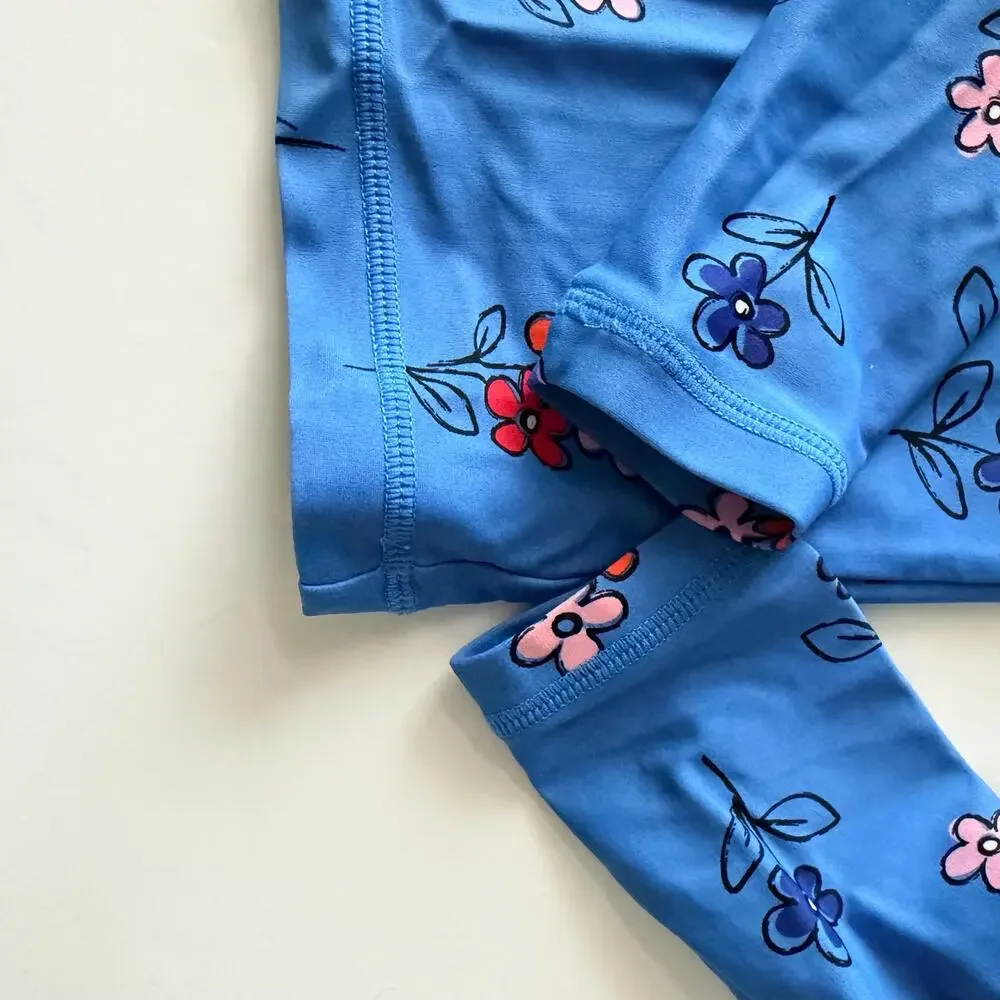 Hanna Andersson Girls' Blue Floral Rashguard - Multicolor Flowers